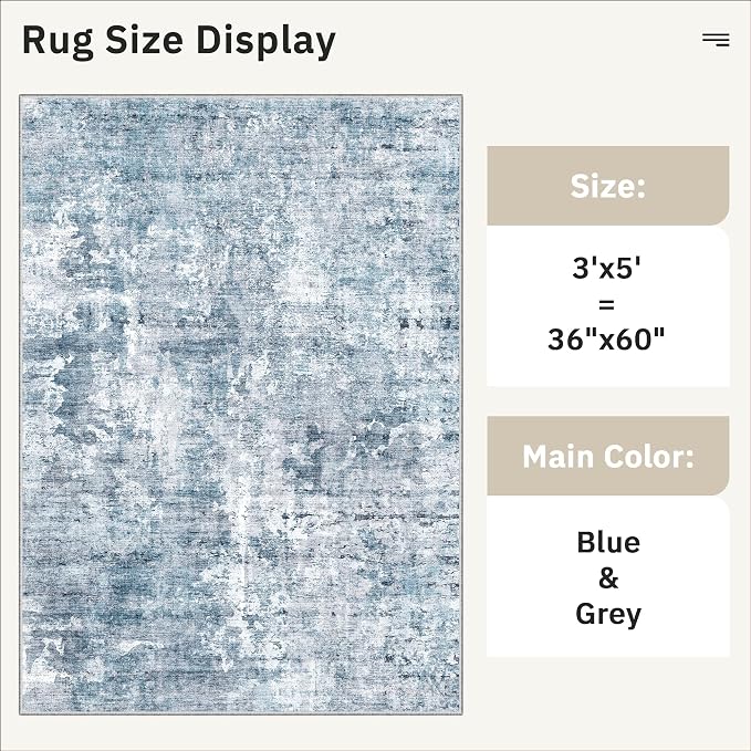 Soalmost 3x5 Rug, Small Area for Kitchen, Machine Washable Non-Slip Throw Rug - Image 5