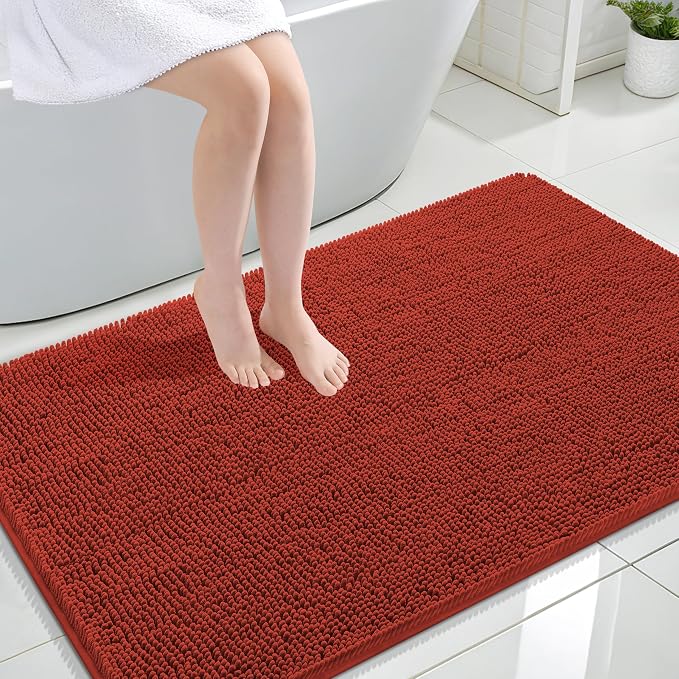 OLANLY Large Bathroom Rugs 47x32, Soft Absorbent Chenille Bath Rugs, Rubber by OLANLY