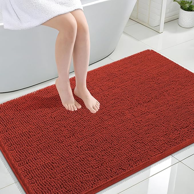 OLANLY Large Bathroom Rugs 44x32, Soft Absorbent Chenille Bath Rugs, Rubber by OLANLY