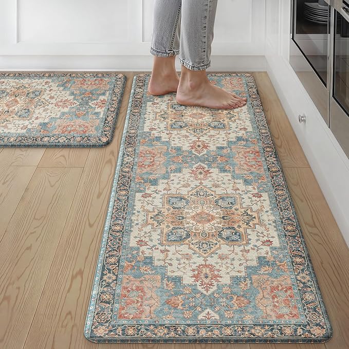 GENIMO Kitchen Mats for Floor 2PCs, Washable Anti Fatigue Mat for Cushioned by GENIMO