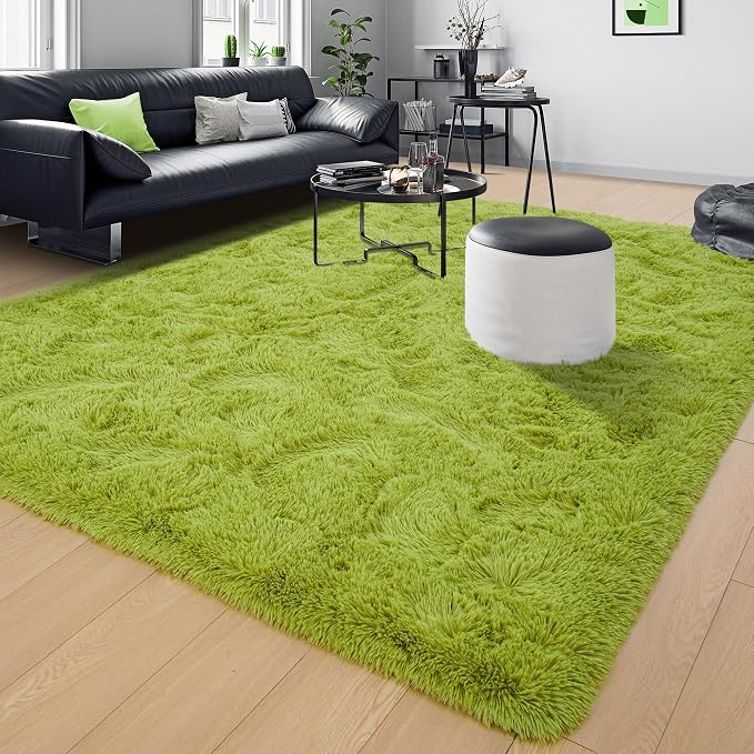 Tepook Fluffy Grass Green Rugs for Living Room Bedroom, 8x10 Soft Area Rug Moss - Image 8