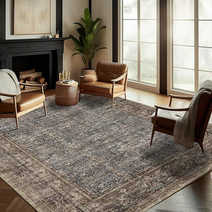 CHAMPLANT Washable Area Rug 10'x14' Boho Design Non-Shedding Easy Care Ideal by CHAMPLANT