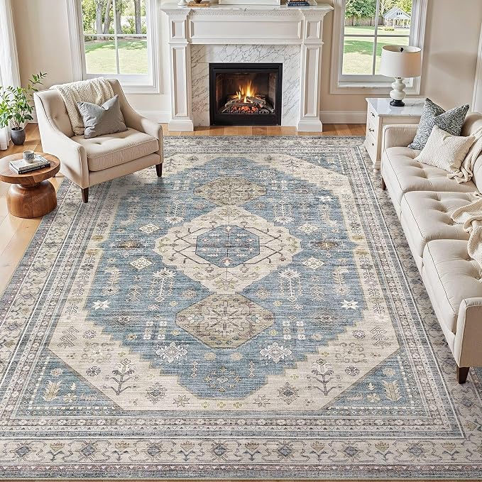 7x9 Washable Area Rug, Large Rugs by JessibouAreaRug