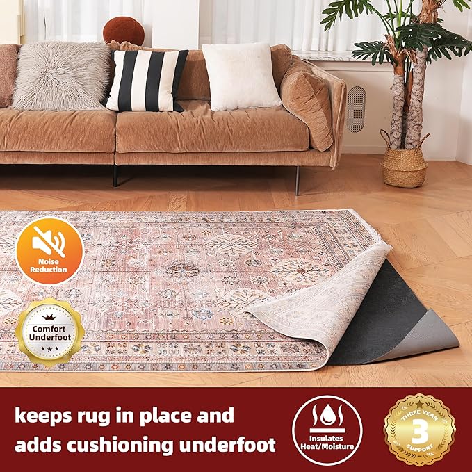 BAGAIL Felt and Natural Rubber Backing Rug Pads 3/8” Thick, 7.5 x 10 Ft Non - Image 7