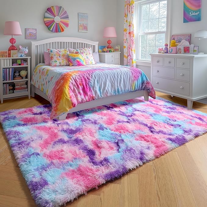 Amdrebio Hot Pink Rainbow Area Rug - Image 3