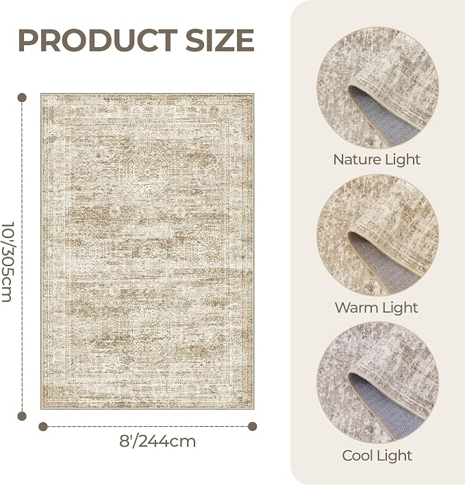 8x10 Area Rugs for Living Room, Non-Slip Backing Large Washable Rug for Nursery - Image 2