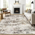 8x10 Area Rugs Living Room: Washable Large Abstract Neutral Modern Soft Rug by LOONGRUG