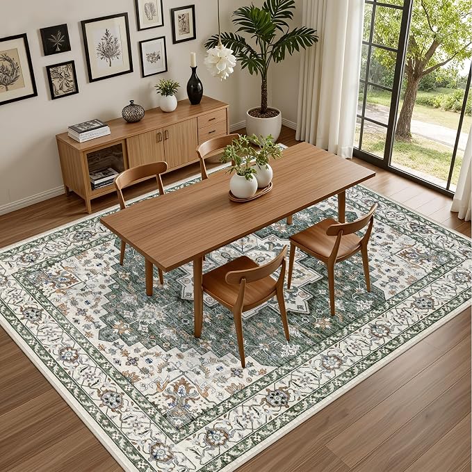 4x6 Area Rugs for Living Room: Washable Rug Soft Vintage Boho Medallion Carpet - Image 4