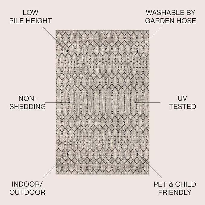JONATHAN Y Moroccan Geometric Indoor Outdoor Square Area Rug 5X5 Light - Image 2