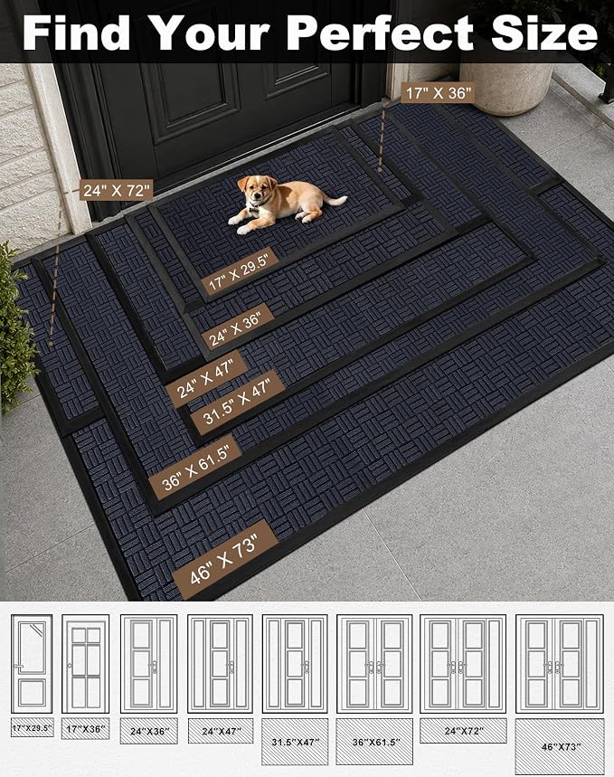 Mibao Front Door Mat Outdoor Entrance, Waterproof Dirt Trapper Doormat - Image 3