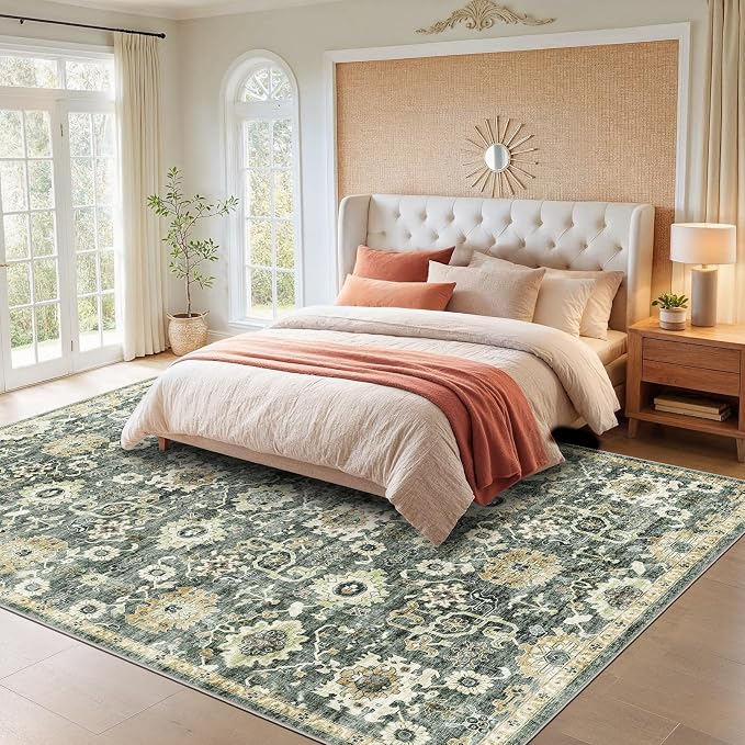 AMADA HOMEFURNISHING 9x12 Washable Area Rug, Low-Profile Large Area Rug - Image 3