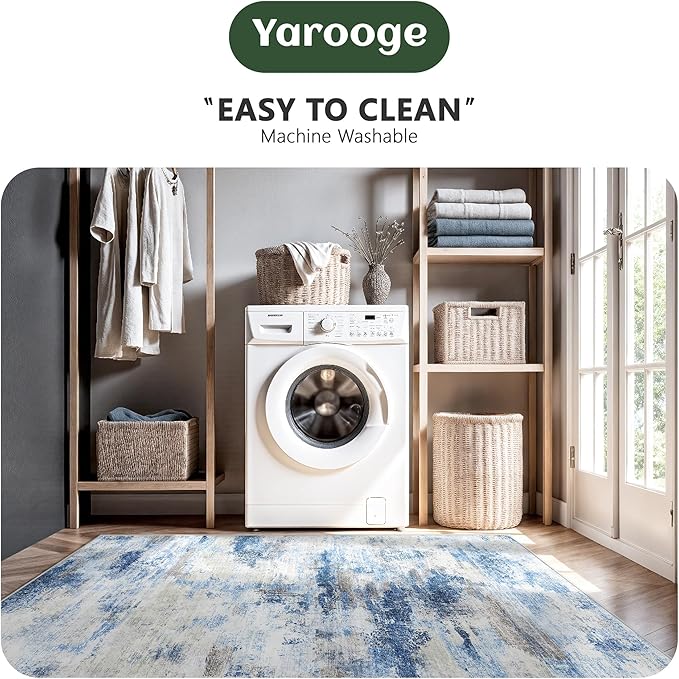 8x10 Area Rugs, Abstract Morden Soft Washable Rug, Non-Slip Low Pile Rugs - Image 5