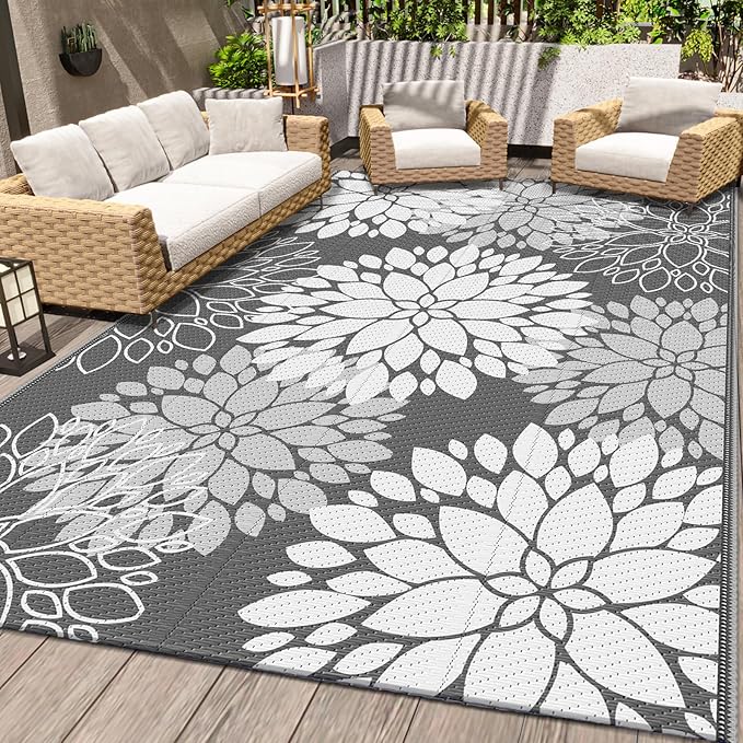 LuxStep Outdoor Rug Waterproof Outdoor Plastic Straw Rug Reversible Patio Rug by LuxStep