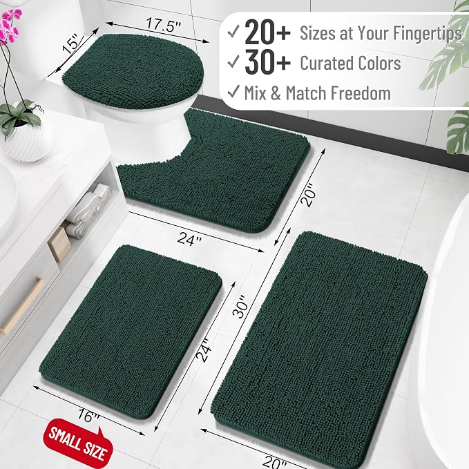OLANLY Bathroom Rugs 30x20, Extra Soft Absorbent Chenille Bath Rugs, Rubber - Image 3