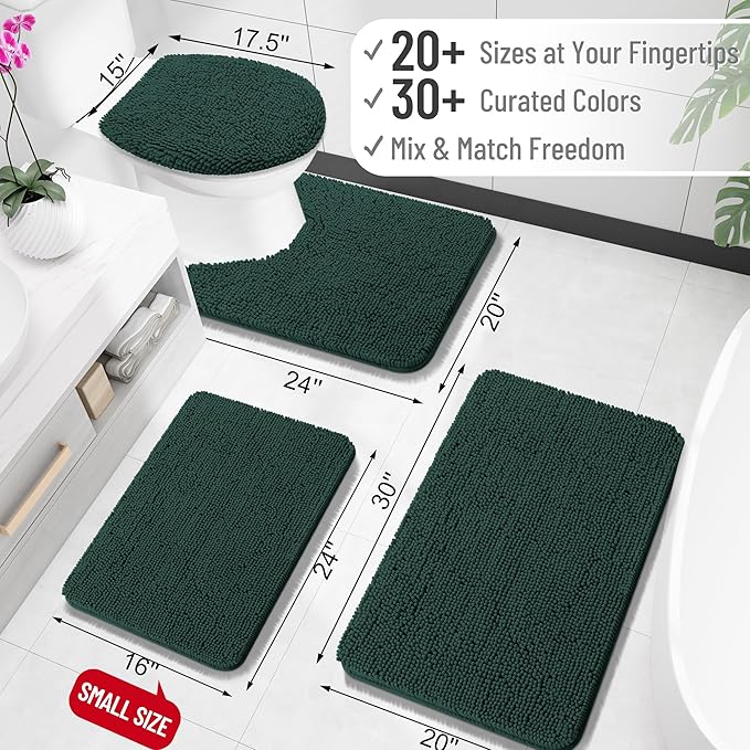 OLANLY Small Bathroom Rugs 24x16, Soft Absorbent Chenille Bath Rugs, Rubber - Image 2