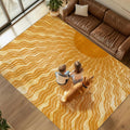 Washable 8x10 Sun Area Rug for Living Room, Retro Brown Sun Modern Boho Large by GOGINNY