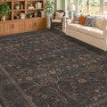 9x12 Botanical Big Rugs for Living Room, Machine Washable Soft Flower Area Rugs by Evyhood