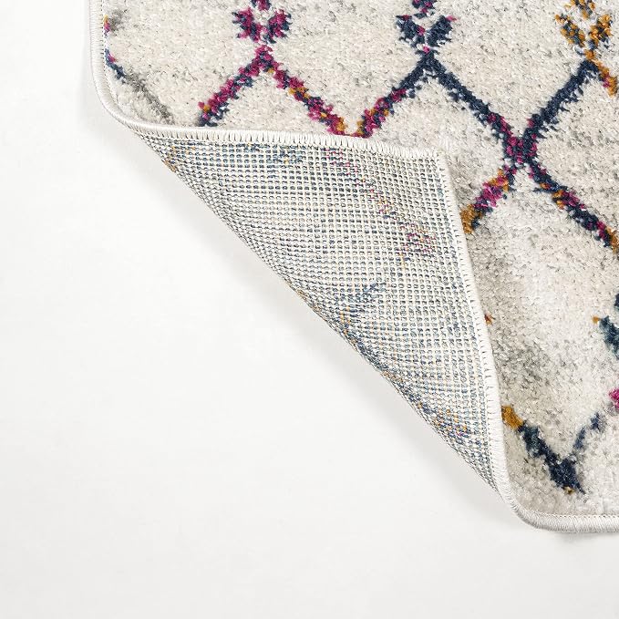 JONATHAN Y Boho Vintage Diamond Cream/Multi Indoor Area Rug 4X6 ft, Moroccan - Image 7