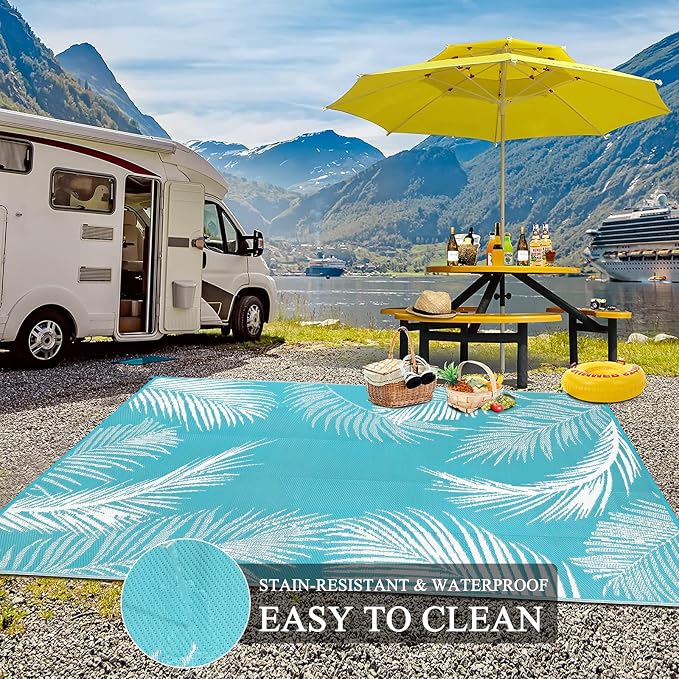 Pauwer Waterproof Outdoor Rug 6x9, Reversible Plastic Straw Patio Camping Rug - Image 7