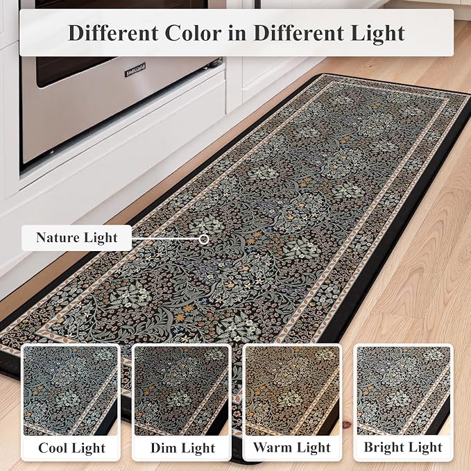 Collive Kitchen Mats for Floor, Cushioned Anti Fatigue Mat Floral Rugs 2 Piece - Image 8