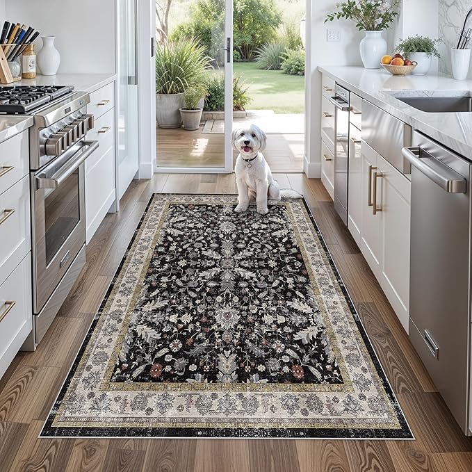 4x5 Kitchen Rug Washable Non-Slip – Soft Low Pile Indoor Carpet by BYYVOORugsforYourHome