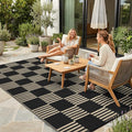 Garvee Waterproof Outdoor Rug 5x8, Checkered Foldable Plastic Straw Patio by Garvee
