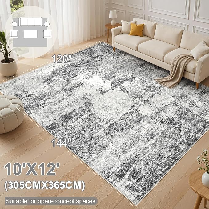 DMOYEST 10x12 Area Rug for Living Room, Washable & Non Slip Large Indoor Carpet - Image 2
