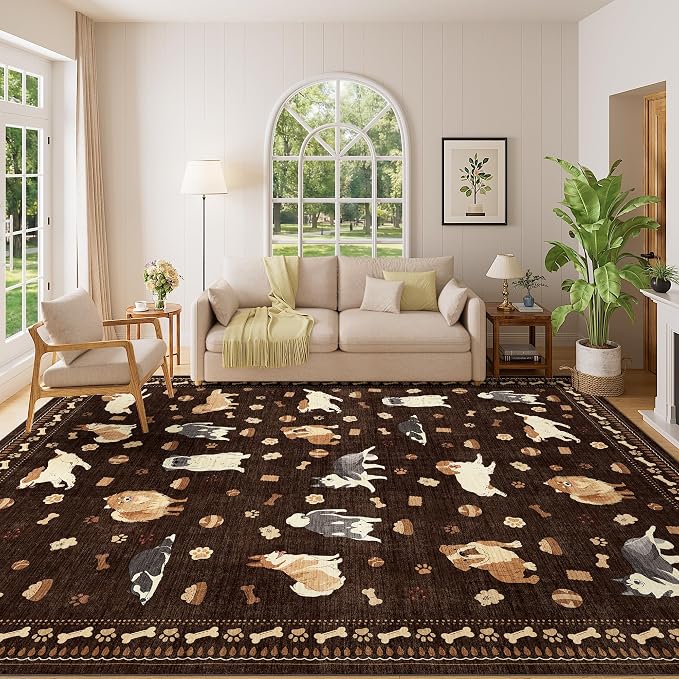DUKINO 8x10 Area Rug, Non Slip Washable Animal Dog Rug - Image 6
