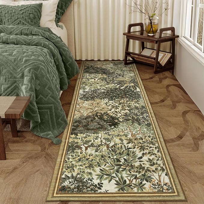 GarveeHome Forest Runner Rug, Botanical Low Pile Non Slip Stain Resistance - Image 3