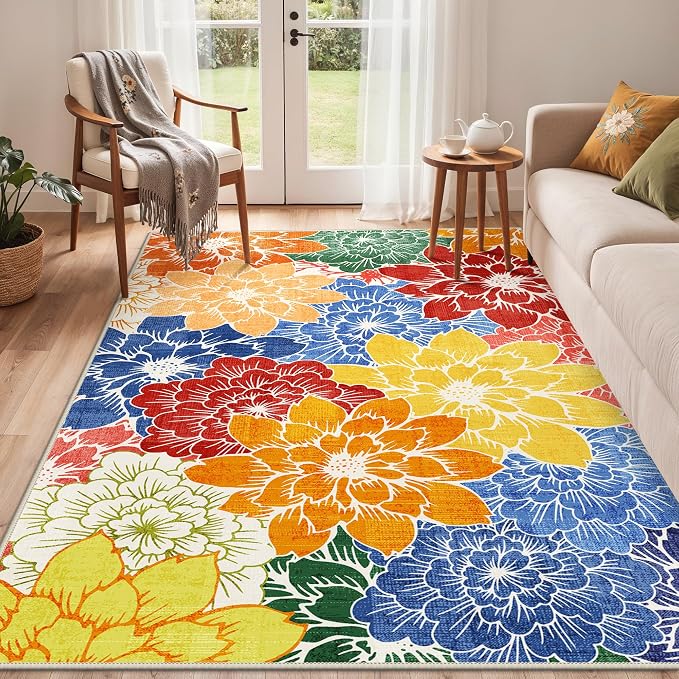 GENIMO Indoor Outdoor Area Rug 5'x8', Machine Washable Rugs - Image 9
