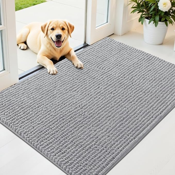 OLANLY Dog Door Mat for Muddy Paws 44x32, Ultra Absorbent Chenille Mud Doormat by OLANLY