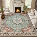 8x10 Area Rugs for Living Room: Washable Rug Soft Vintage Distressed Floral by EXPEDIX