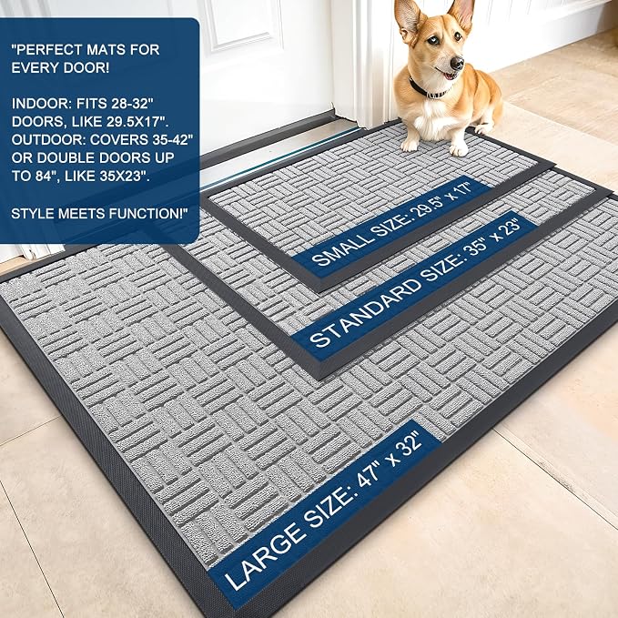 OLANLY Front Door Mat Outside Entrance 33x21, Heavy Duty Sturdy Natural Rubber - Image 2