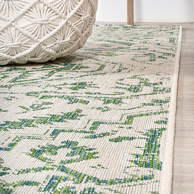 JONATHAN Y Boho Medallion Indoor Outdoor Area Rug 8X10 Green/Cream, Estrella - Image 8