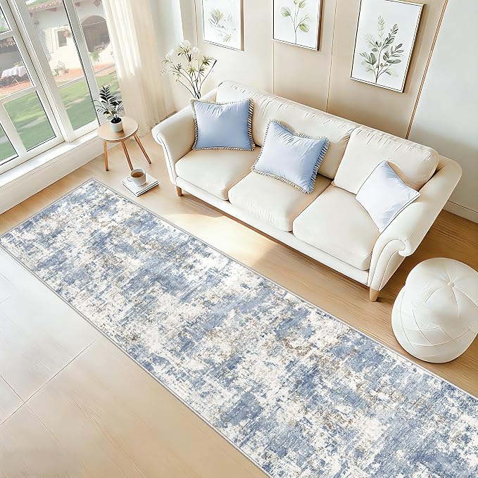 XLUEZ 2.6x10 Runner Rug for Hallway, Washable Modern Abstract Runner Rugs - Image 3