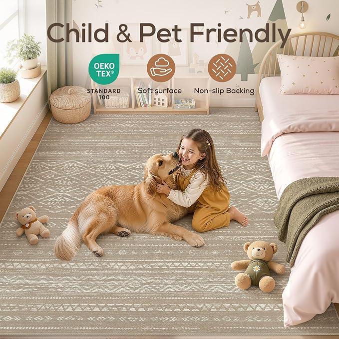 Nakagishi Area Rug Living Room Rugs: 10x12 Large Soft Machine Washable Boho - Image 4