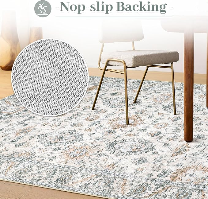 XLUEZ Area Rug 6x9 Living Room Rug, Machine Washable Vintage Distressed Boho - Image 7