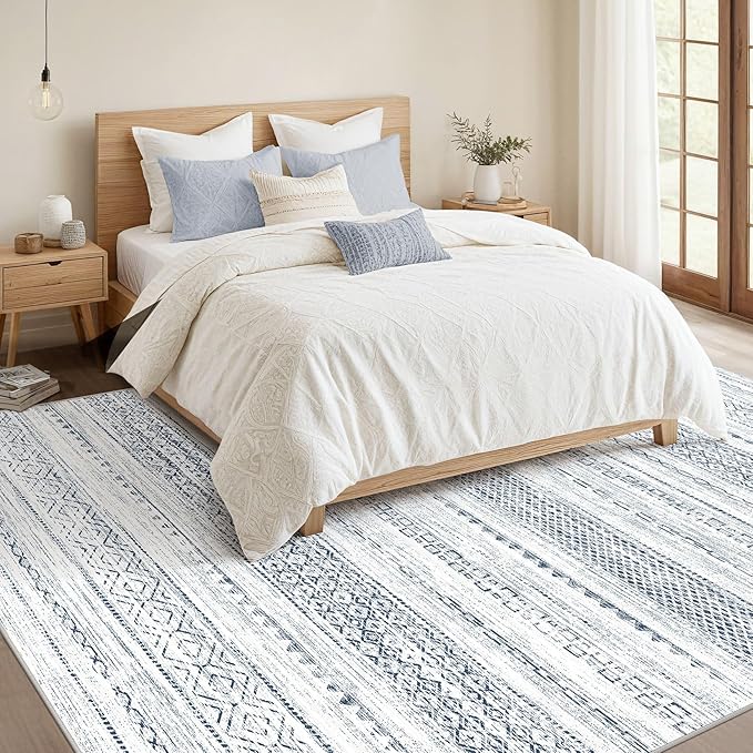 Nakagishi 9x12 Area Rugs Living Room: Washable Boho Large Neutral Soft - Image 3