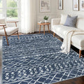 KUTA Area Rug 5x7 Navy Blue, Washable Boho Large Living Room Moroccan Rugs by KUTA