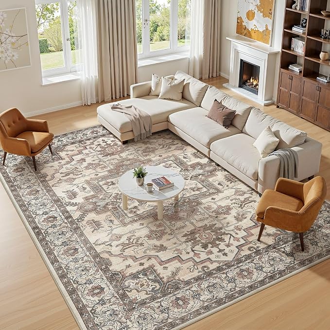 9x12 Area Rugs Living Room: Washable Vintage Rug Large Non-Slip Stain Resistant - Image 7