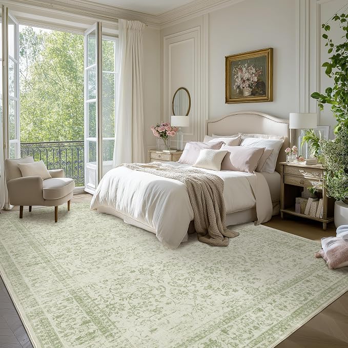 Sage Green Area Rugs 9x12 Living Room No Slip Stain Resistant Large Area Rug - Image 2