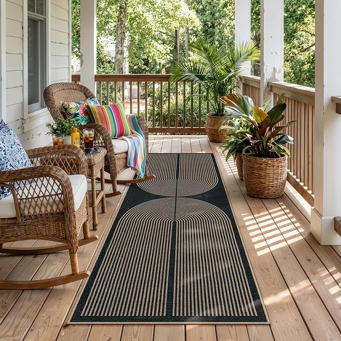 Lahome Enfys Modern Rainbow Hallway Runner Rug, 2x6 Washable Easy Jute Rugs by Lahome