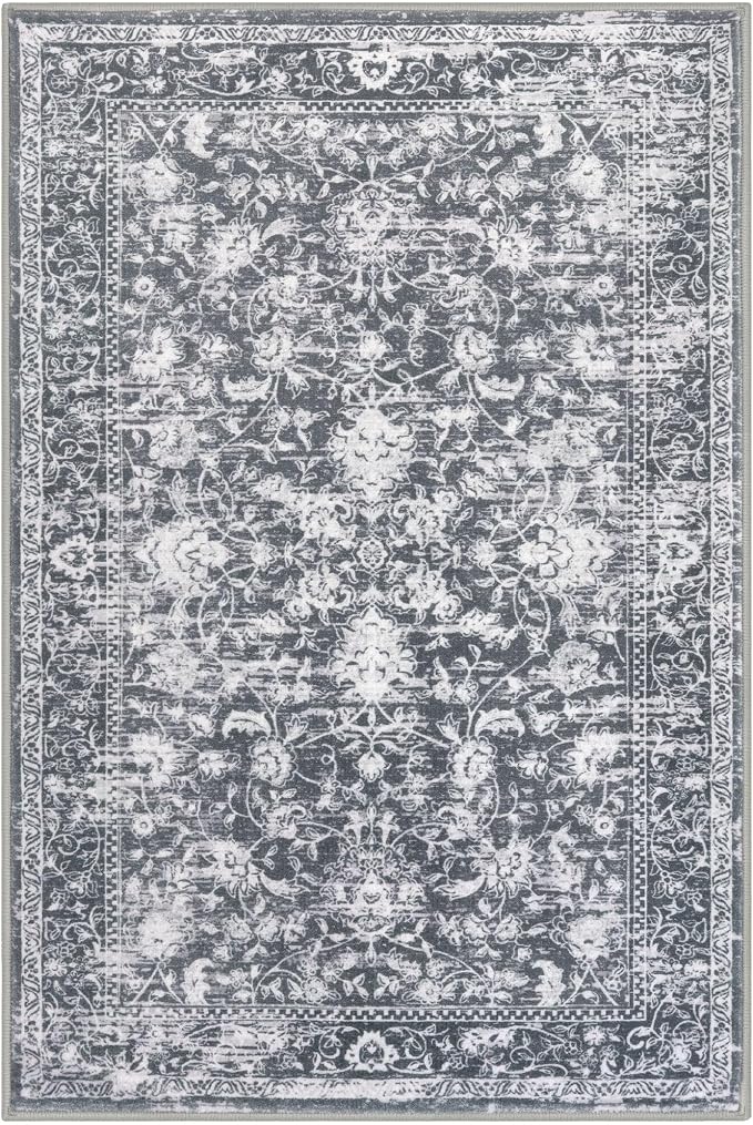 KILOCOCO Area Rug 5x7 Living Room Rug Washable Printed Vintage Floral Non Slip - Image 10