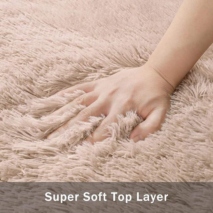 5x7 Area Rug for Living Room:Ultra Soft Fluffy Shag Beige Rugs, Large Fuzzy - Image 8