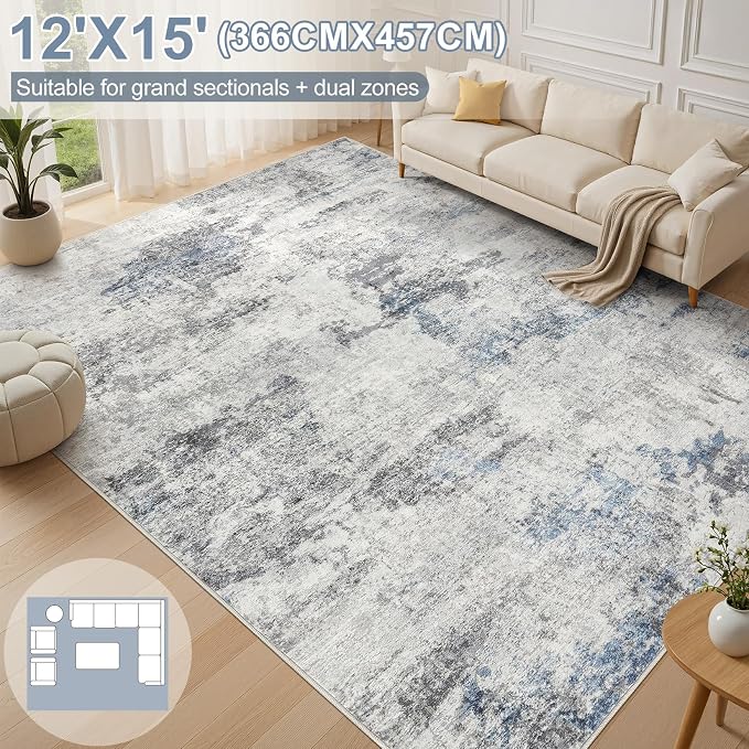 DMOYEST 12x15 Area Rug for Living Room, Washable & Non Slip Large Indoor Carpet - Image 2