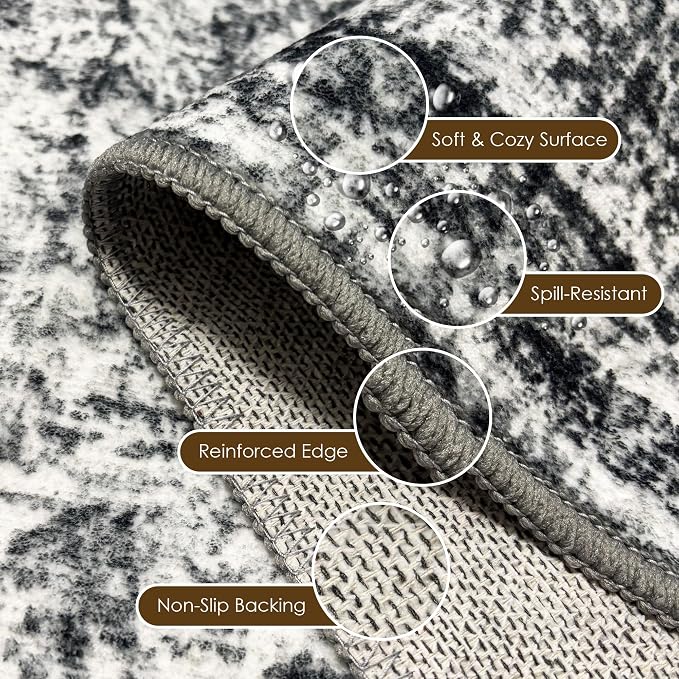 Washable Area Rug 4' x 6' Vintage Traditional Persian Mat - Image 6