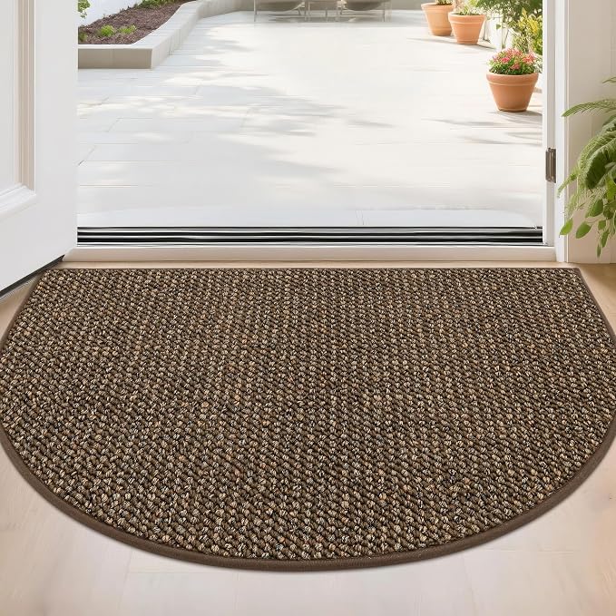BEQHAUSE Dirt Trapper Door Mat 24" x 36" Half Circle Non-Slip Washable Doormats by BEQHAUSE
