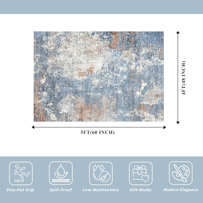 4x5 Washable Entryway Rug – Non-Slip Low Pile Throw Area Rug - Image 2
