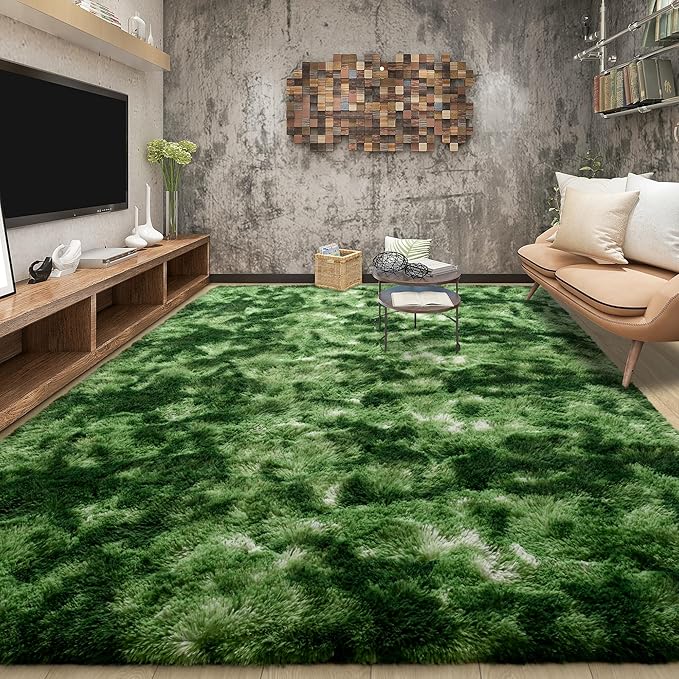 Tepook Fluffy Dark Green Rugs for Living Room Bedroom, 4x6 Soft Area Rug - Image 3