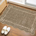GarveeHome Scalloped Bow Rug for Kitchen Floor, Solid Brown Rug for Dorm by GarveeHome